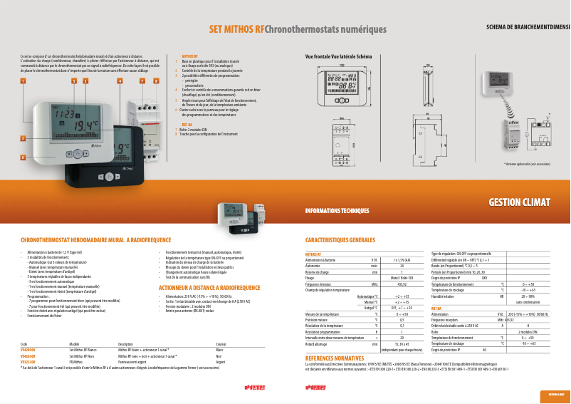 Page 1 de la notice Fiche technique Vemer Mithos RF