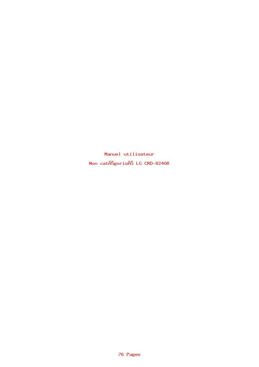 Page 1 de la notice Manuel utilisateur LG CRD-8240B