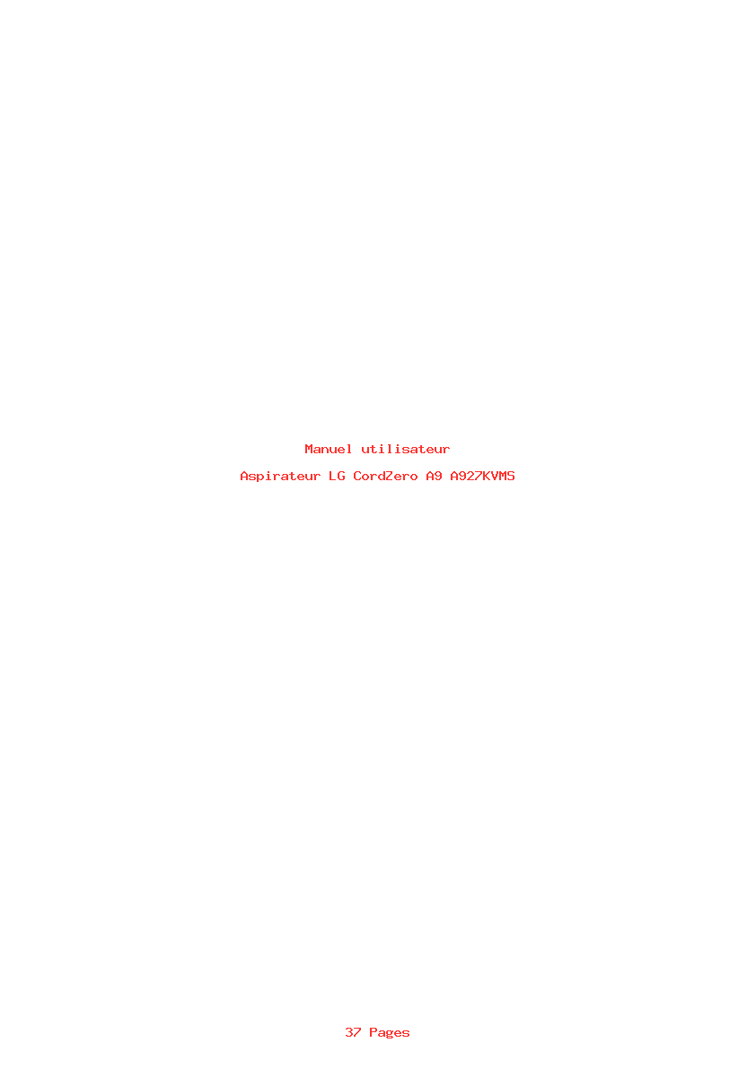 Page 1 de la notice Manuel utilisateur LG CordZero A9 A927KVMS