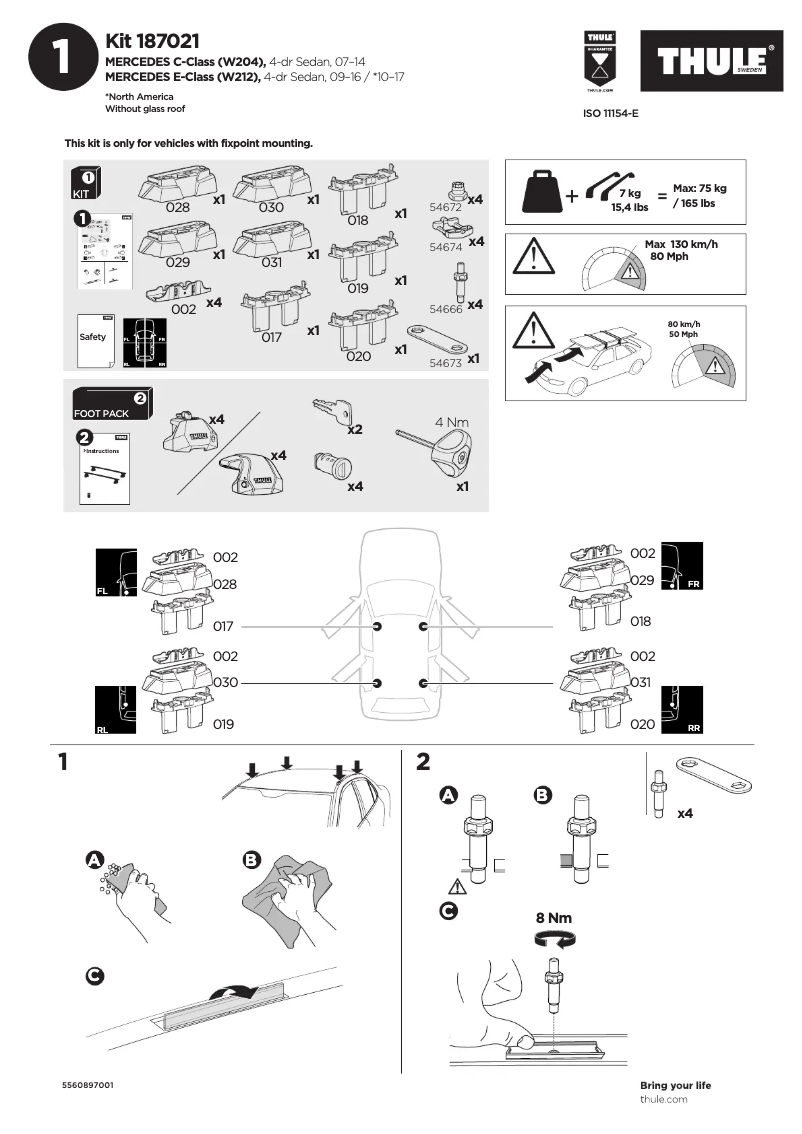 Page 1 de la notice Manuel utilisateur Thule Kit 187021