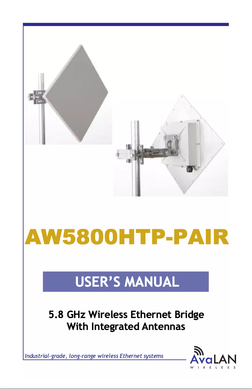 Page 1 de la notice Manuel utilisateur AvaLAN AW5800HTP-Pair