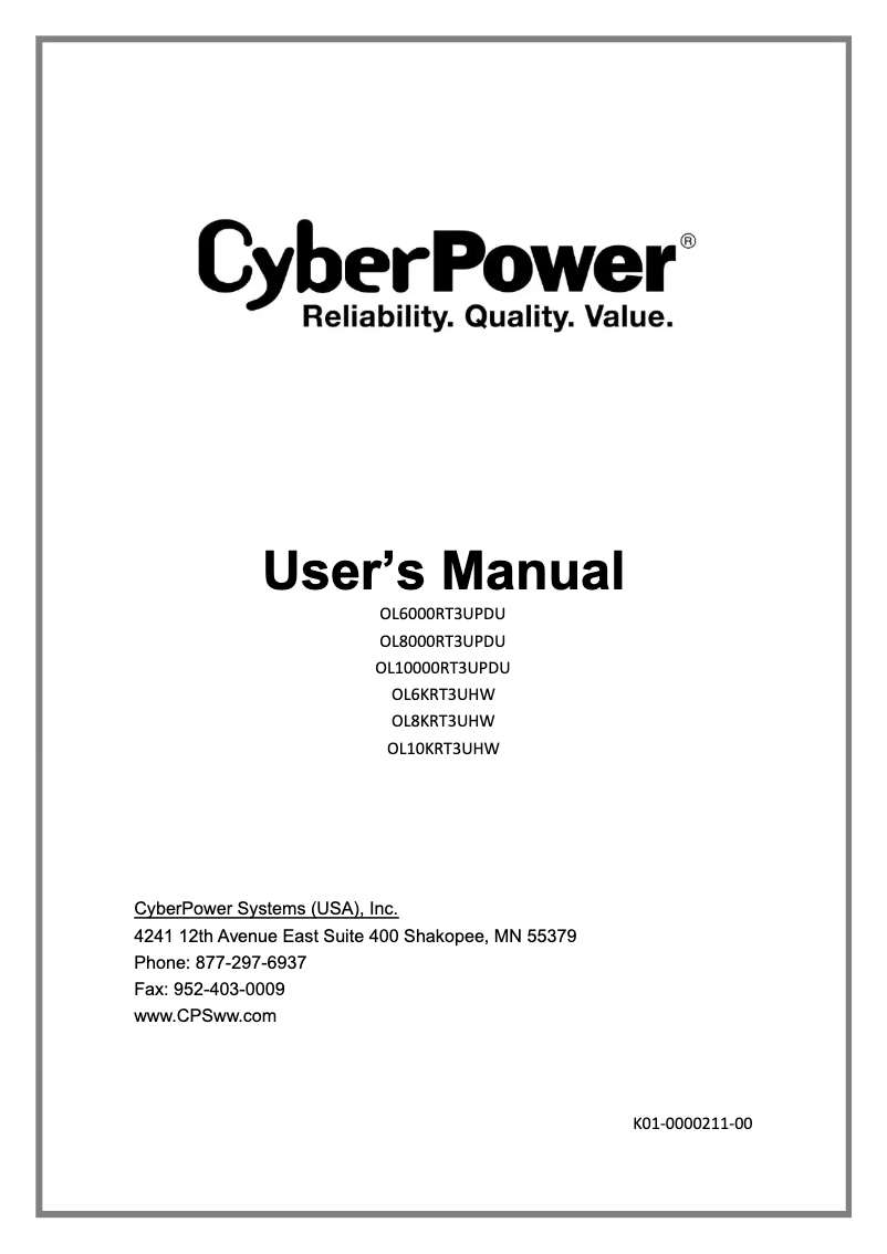 Página 1 del manual Manual de usuario CyberPower Smart App Online OL10000RT3UPDU