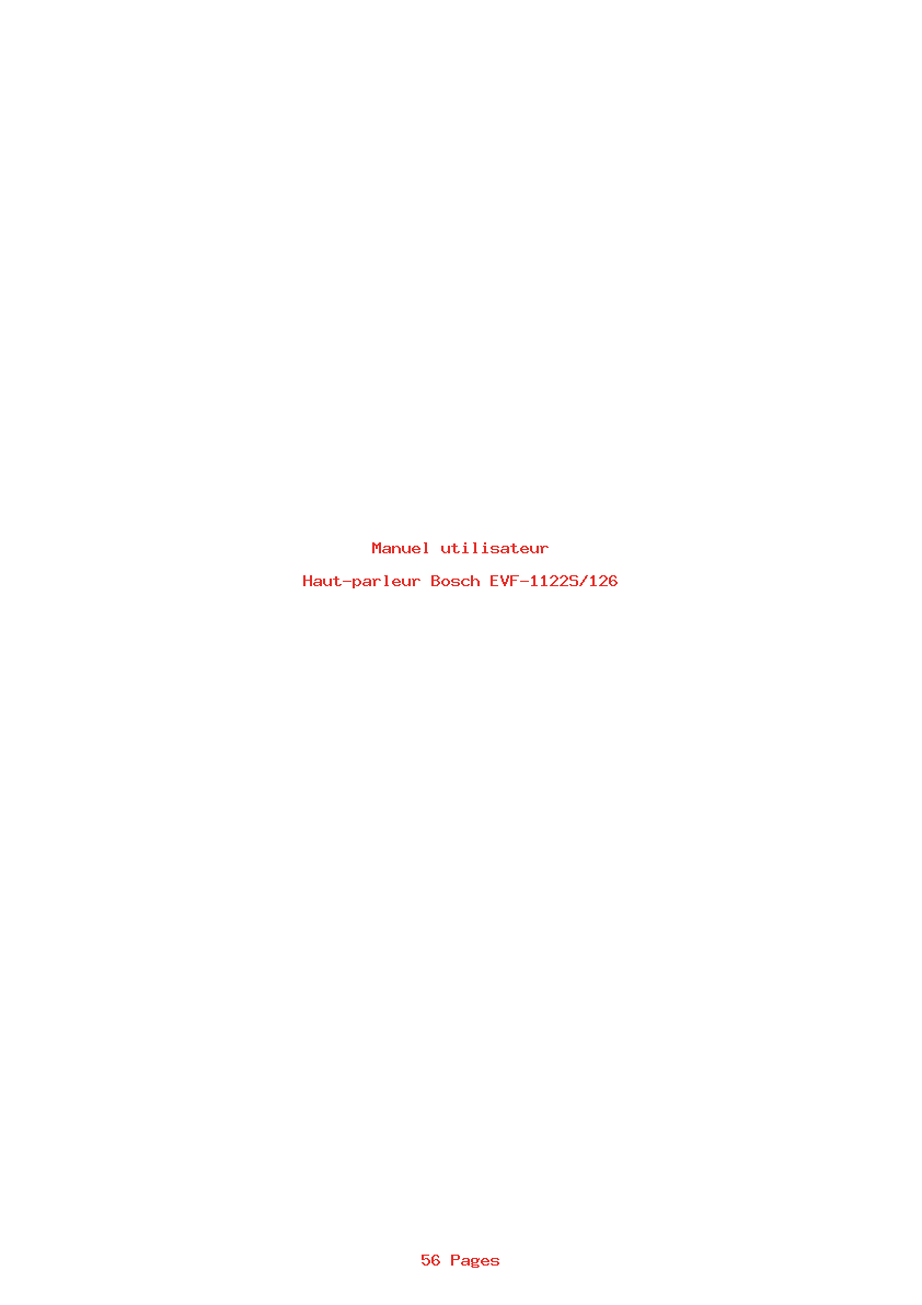 Page 1 de la notice Manuel utilisateur Bosch EVF-1122S/126