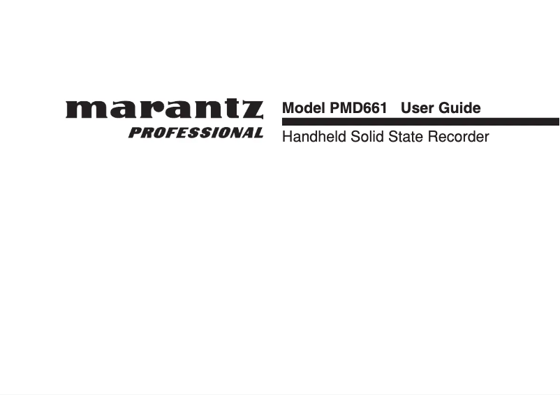 Page 1 de la notice Manuel utilisateur Marantz PMD661