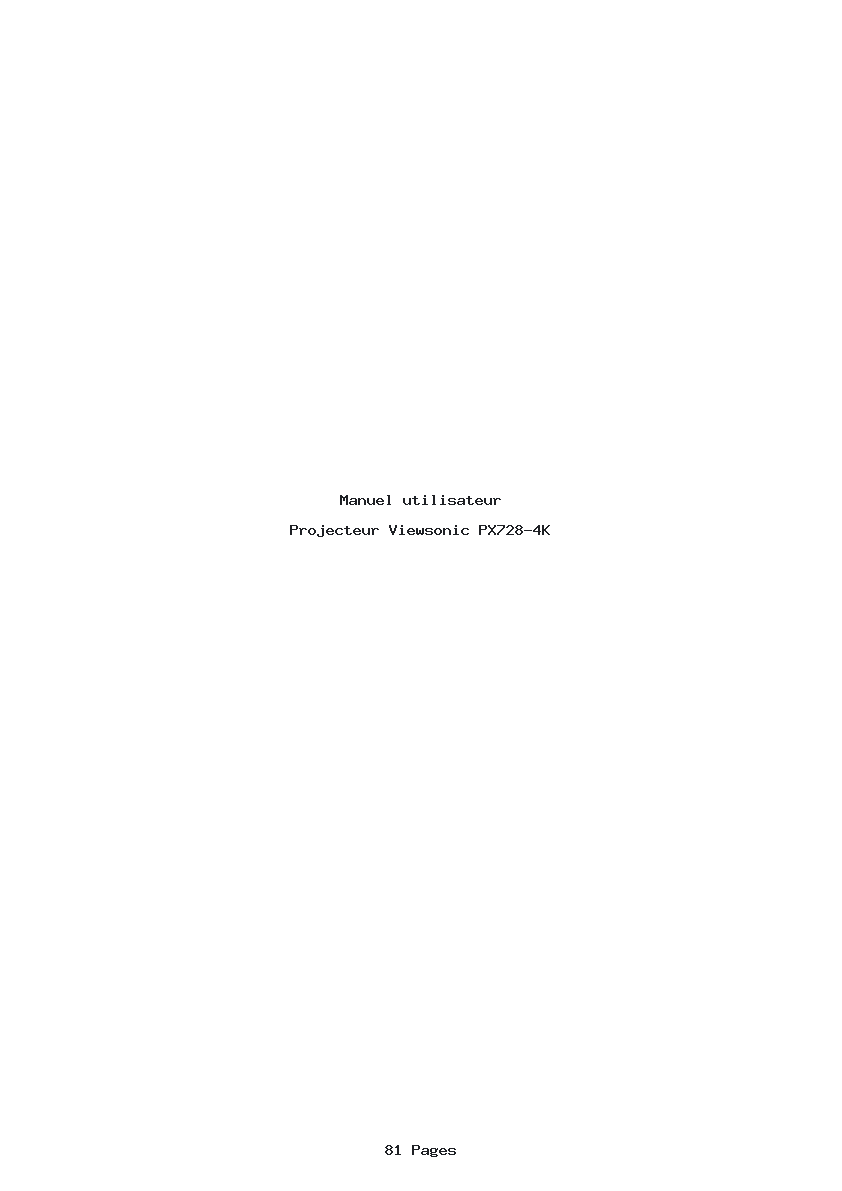 Page 1 de la notice Manuel utilisateur Viewsonic PX728-4K