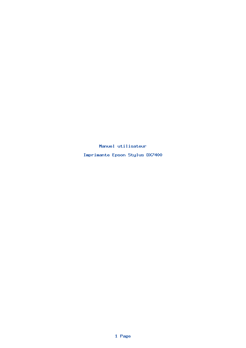Page 1 de la notice Manuel utilisateur Epson Stylus DX7400