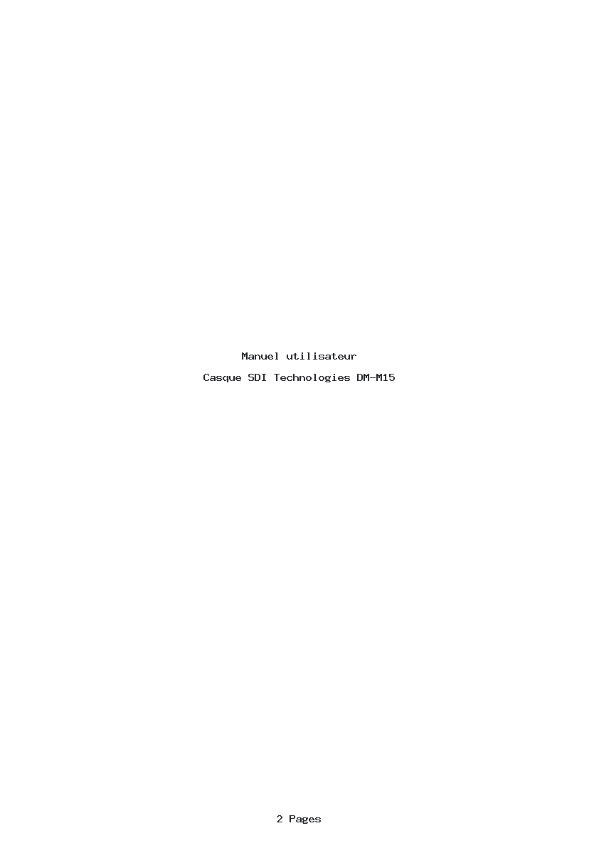 Page 1 de la notice Manuel utilisateur SDI Technologies DM-M15