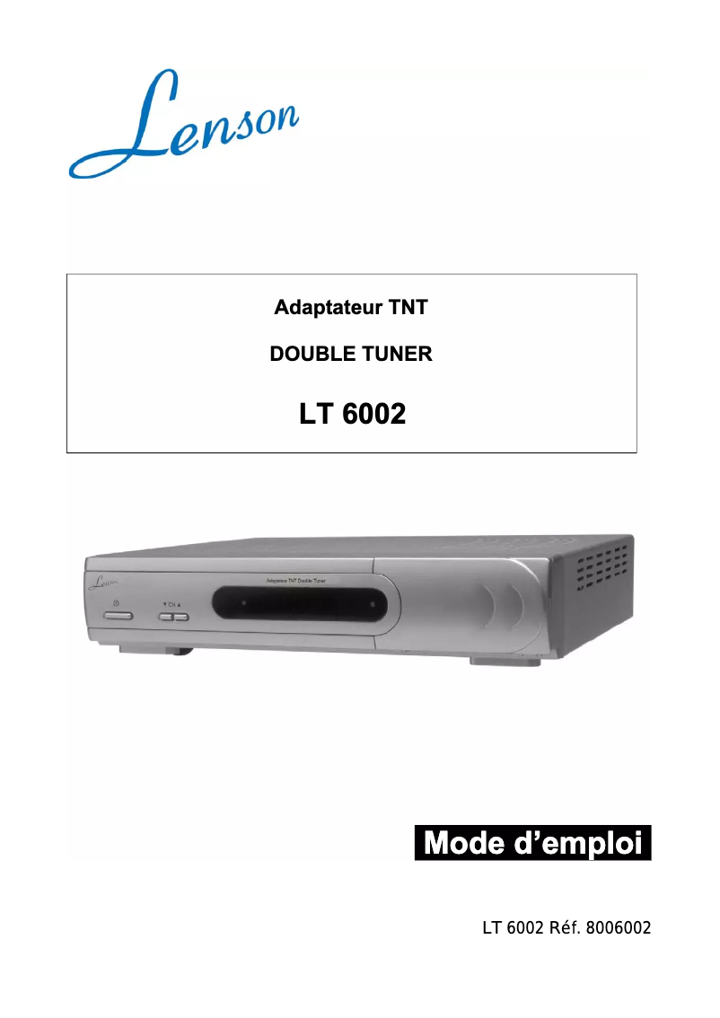 Page 1 de la notice Manuel utilisateur Lenson LT 6002