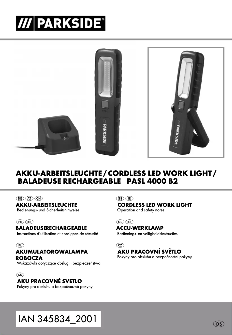 Page 1 de la notice Manuel utilisateur Parkside PASL 4000 B2