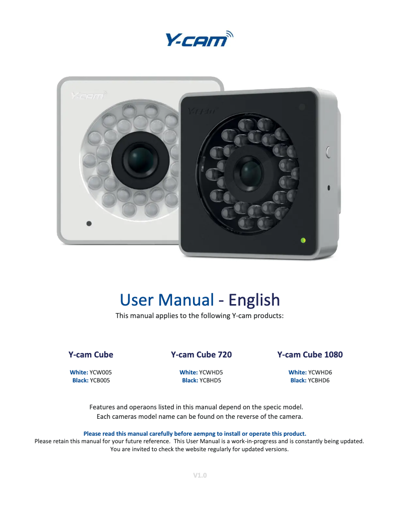 Página 1 del manual Manual de usuario Y-cam Cube 1080 YCBHD6