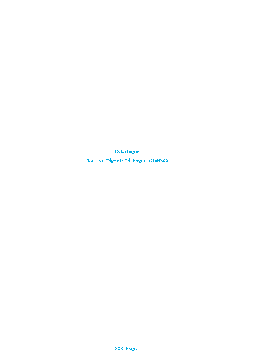Page 1 de la notice Catalogue Hager GTVR300