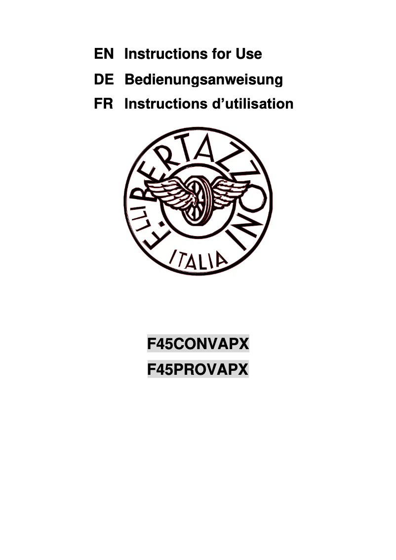 Page 1 de la notice Manuel utilisateur Bertazzoni F45CONVAPX
