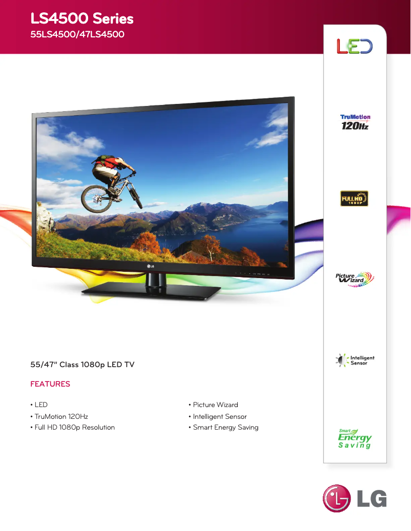 Page 1 de la notice Fiche technique LG 47LS4500