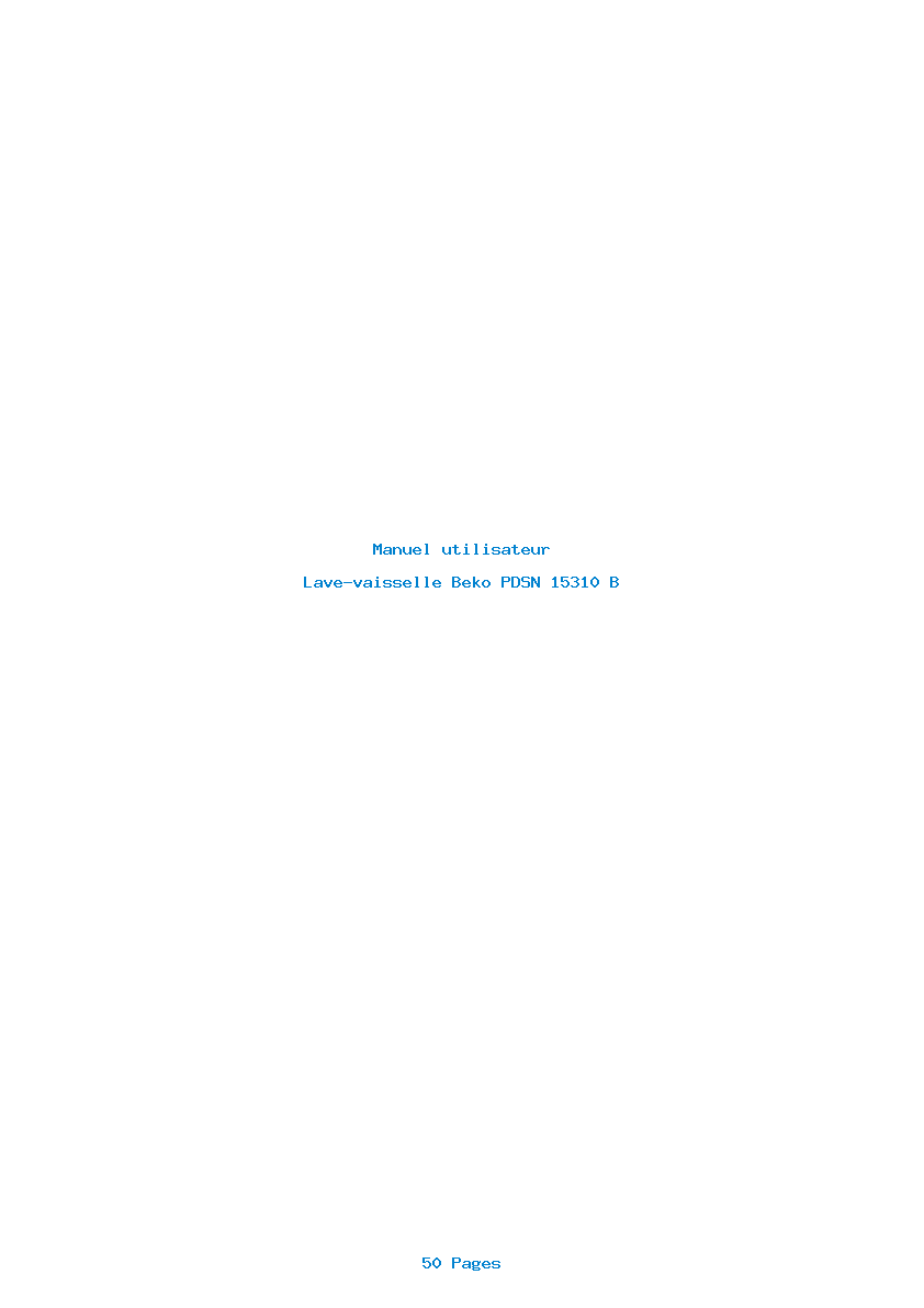Page 1 de la notice Manuel utilisateur Beko PDSN 15310 B