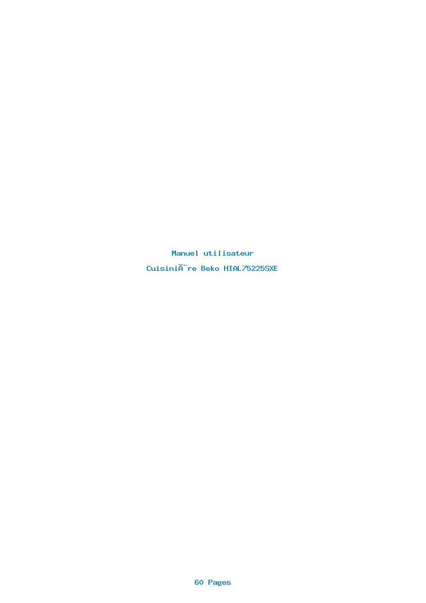 Page 1 de la notice Manuel utilisateur Beko HIAL75225SXE