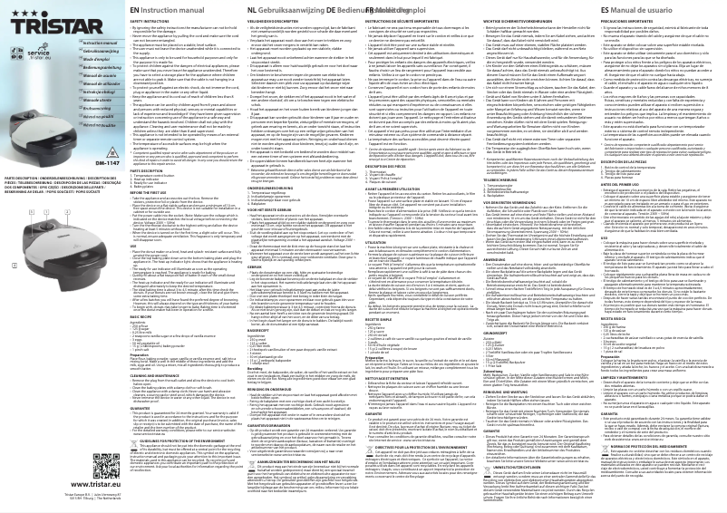 Página 1 del manual Manual de usuario TriStar DM-1147