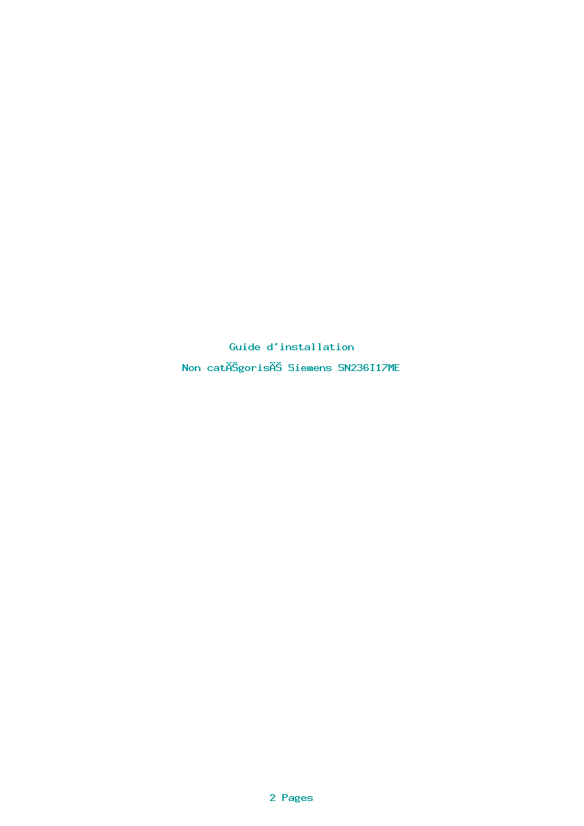 Page 1 de la notice Guide d'installation Siemens SN236I17ME