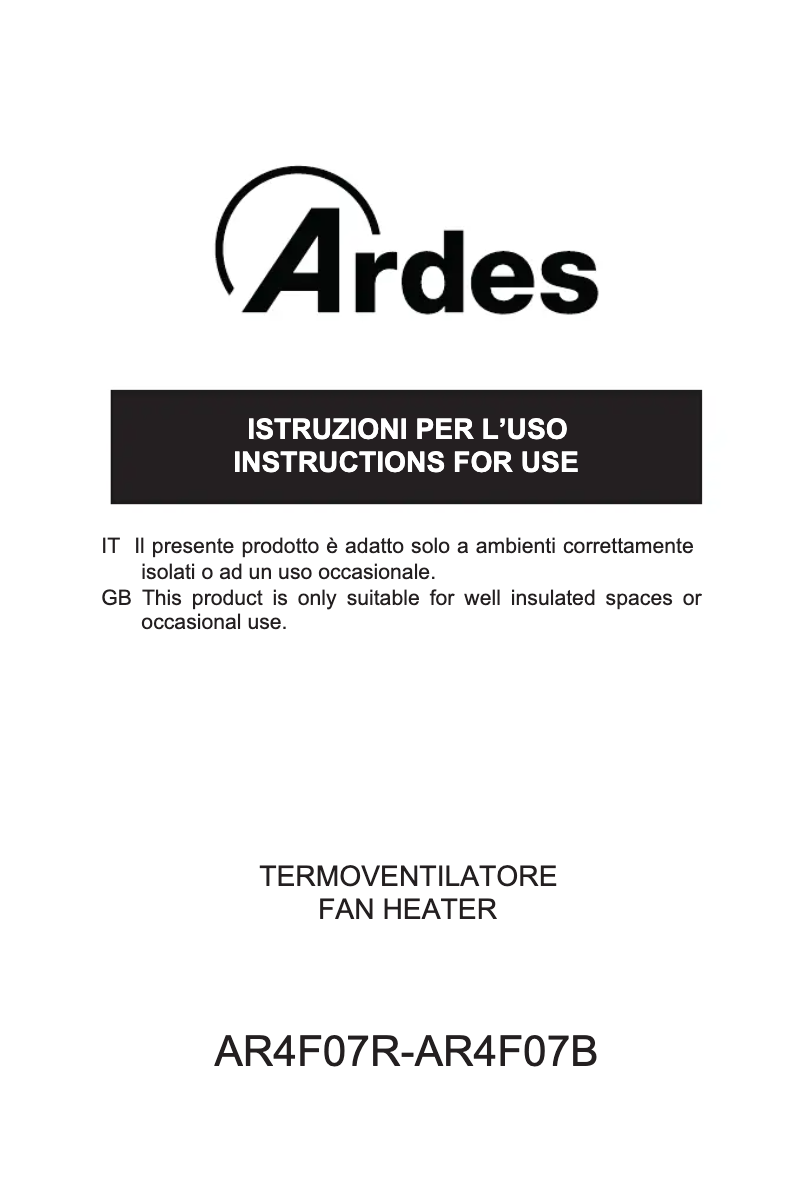 Page 1 de la notice Manuel utilisateur Ardes AR4F07B