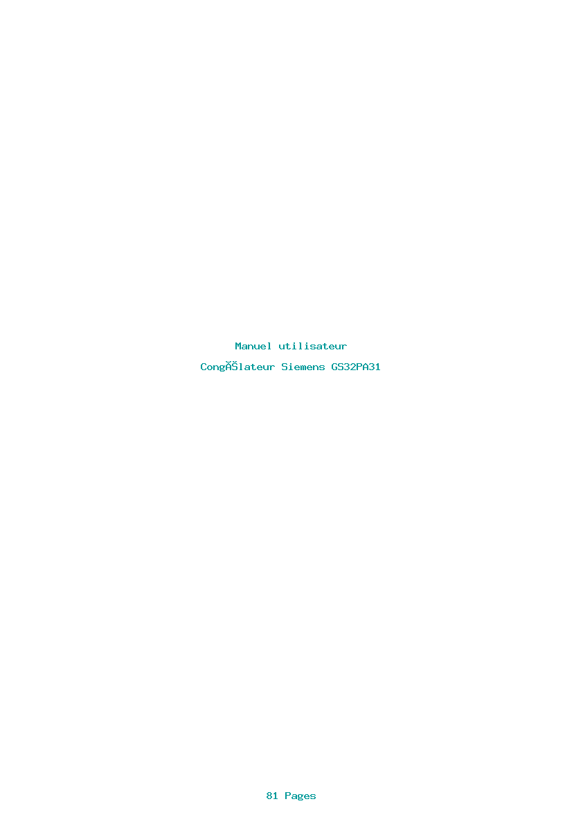 Page 1 de la notice Manuel utilisateur Siemens GS32PA31