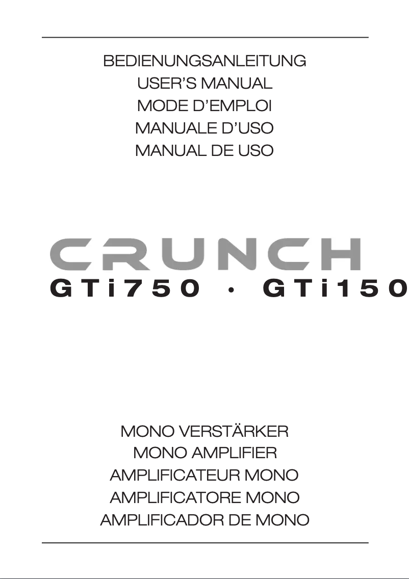 Page 1 of the manual User Manual Crunch GTi-750