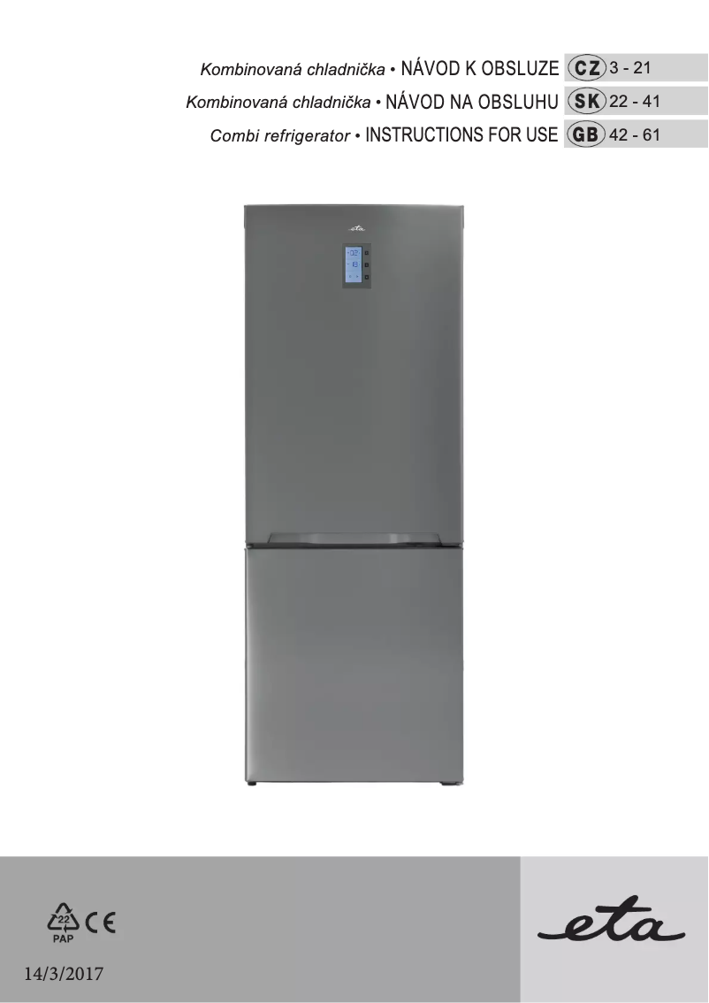 Page 1 de la notice Manuel utilisateur Eta 237290010