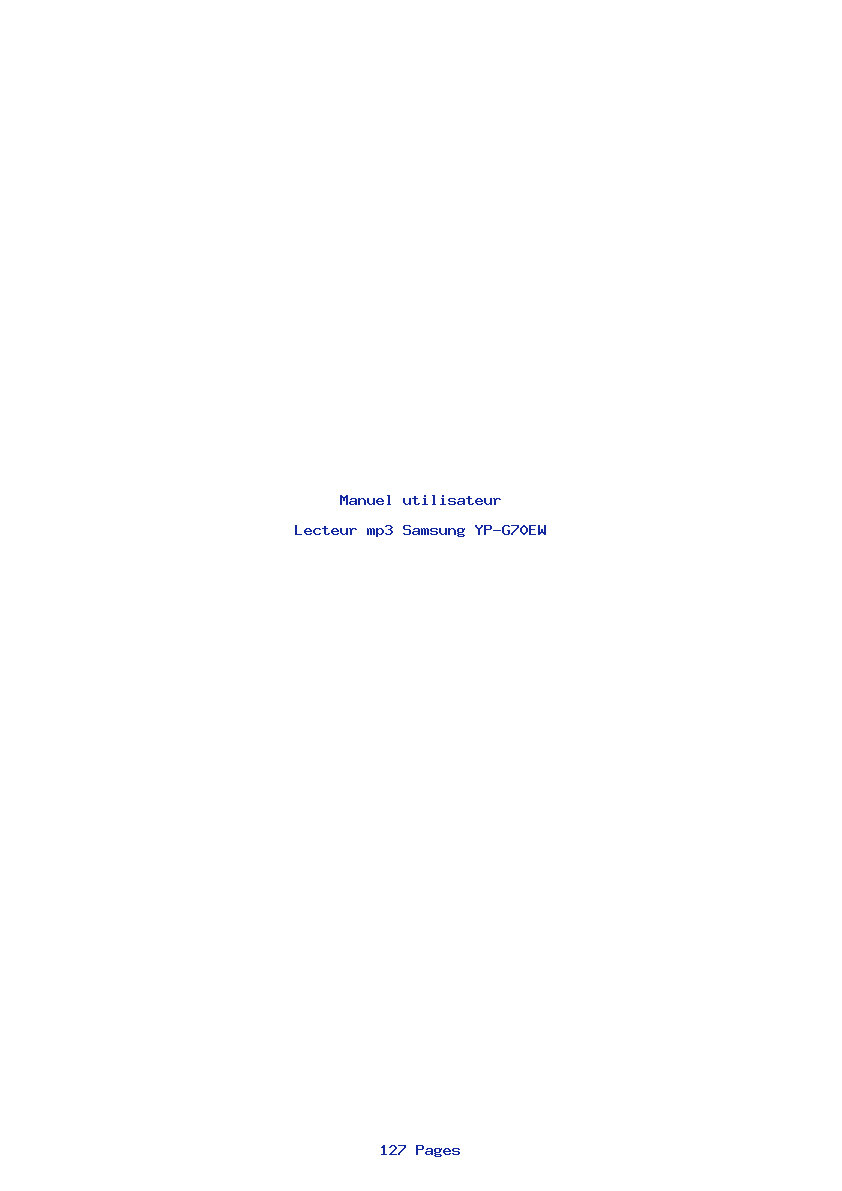 Page 1 de la notice Manuel utilisateur Samsung YP-G70EW
