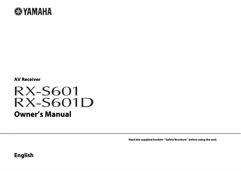 Page 1 de la notice Manuel utilisateur Yamaha RX-S601D