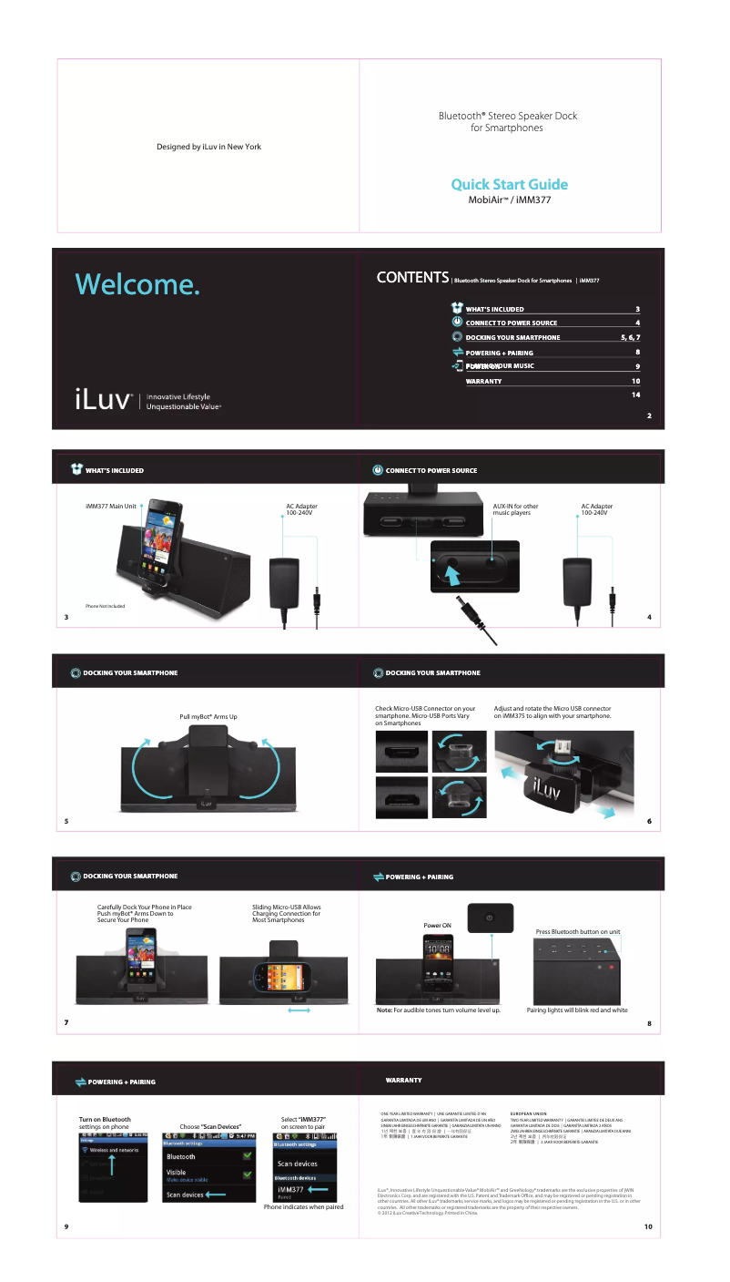 Page 1 de la notice Manuel utilisateur iLuv MobiAir
