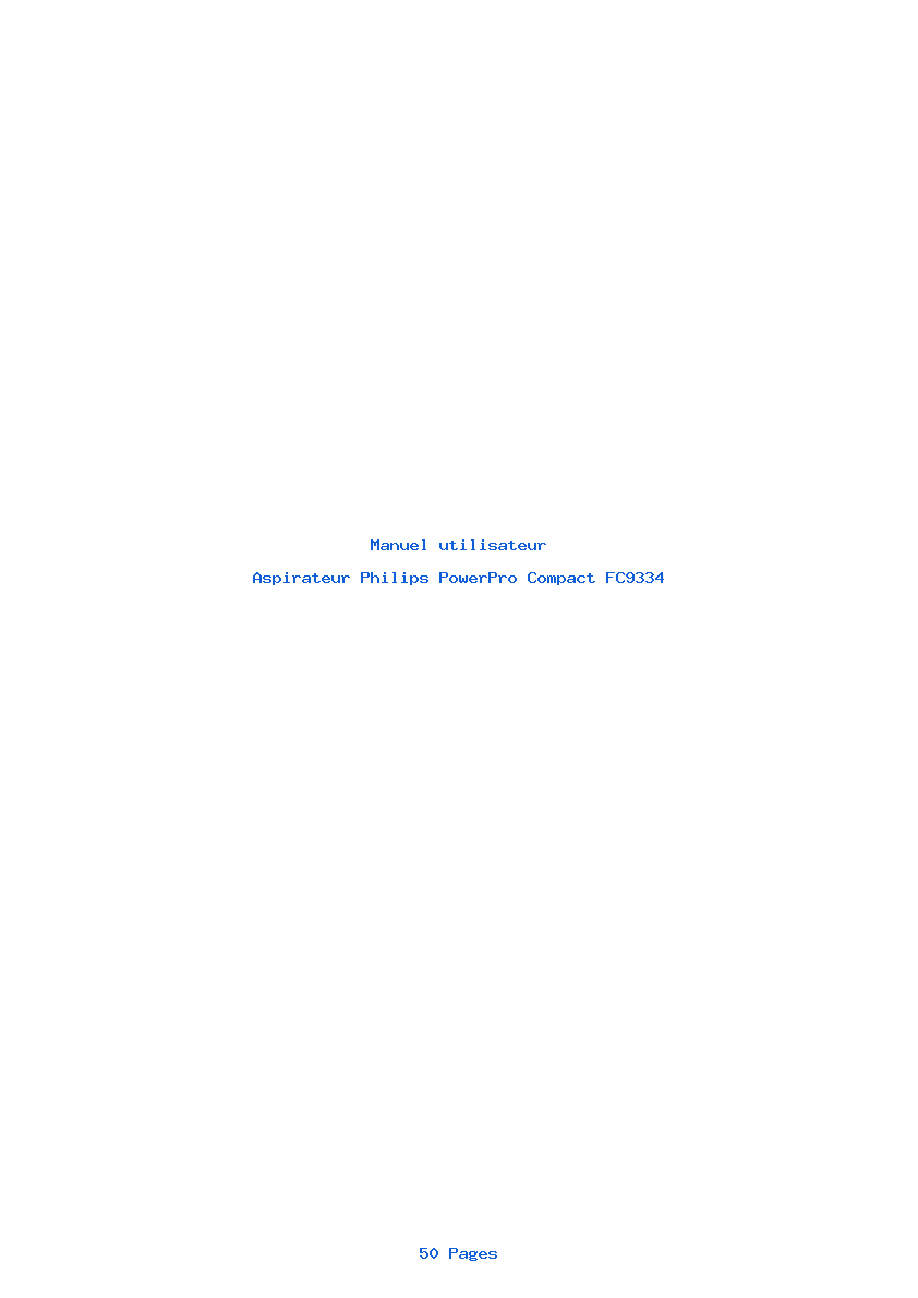 Page 1 de la notice Manuel utilisateur Philips PowerPro Compact FC9334