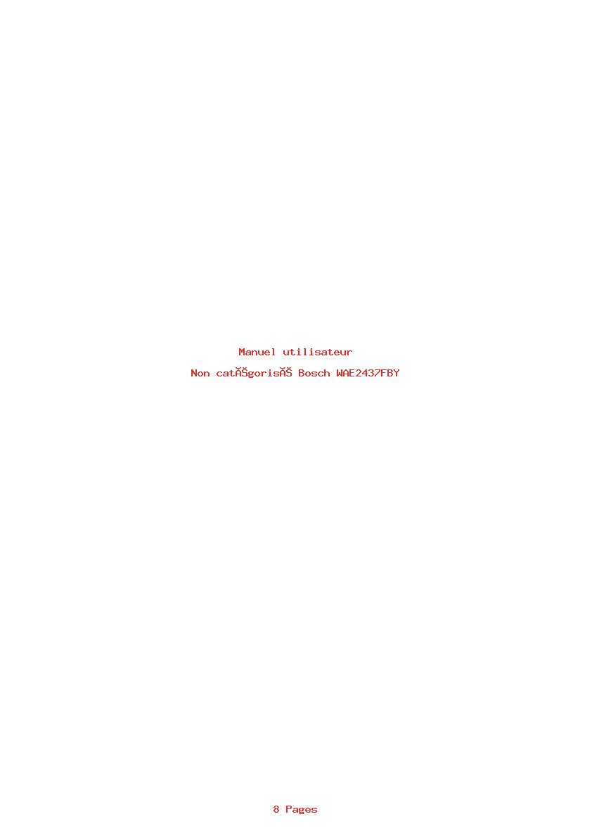 Page 1 de la notice Manuel utilisateur Bosch WAE2437FBY