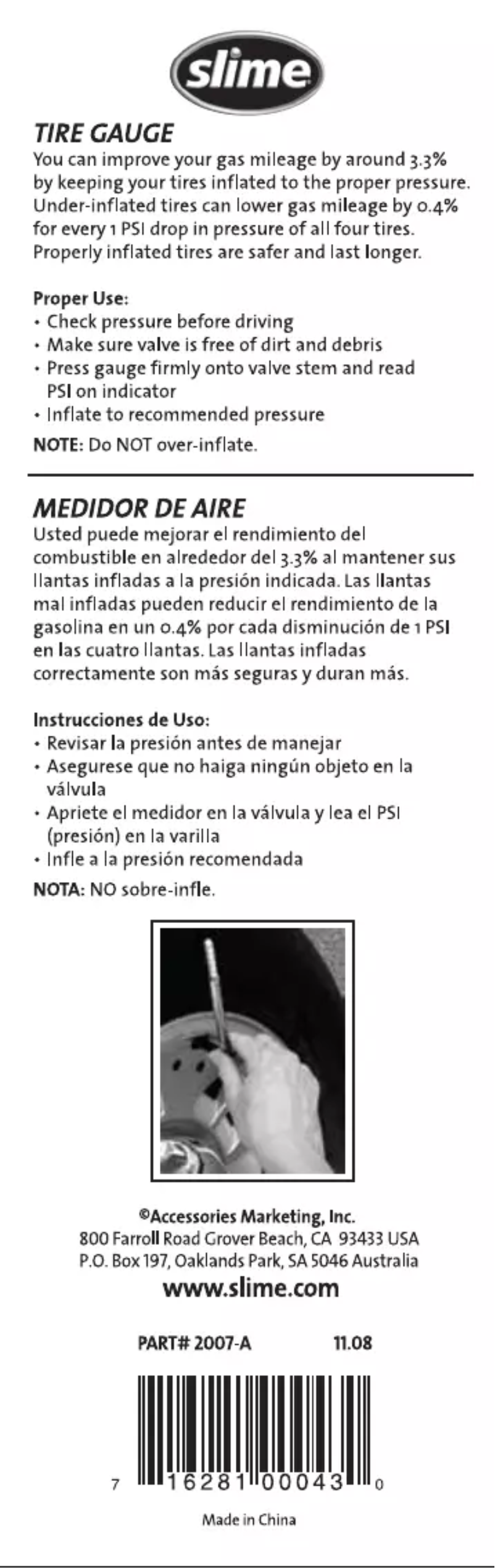 Page 1 de la notice Manuel utilisateur Slime 2007-A