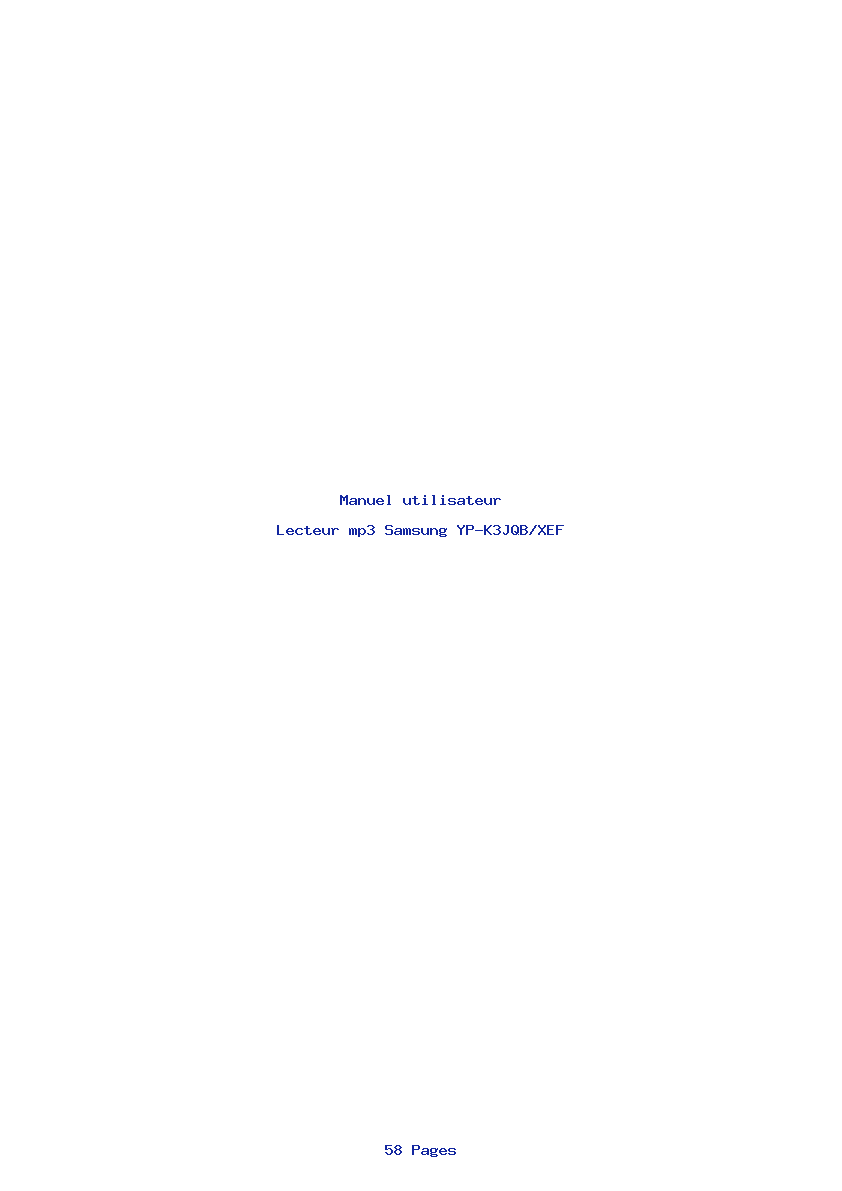 Page 1 de la notice Manuel utilisateur Samsung YP-K3JQB/XEF