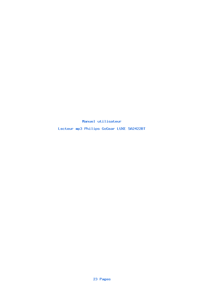 Page 1 de la notice Manuel utilisateur Philips GoGear LUXE SA2422BT