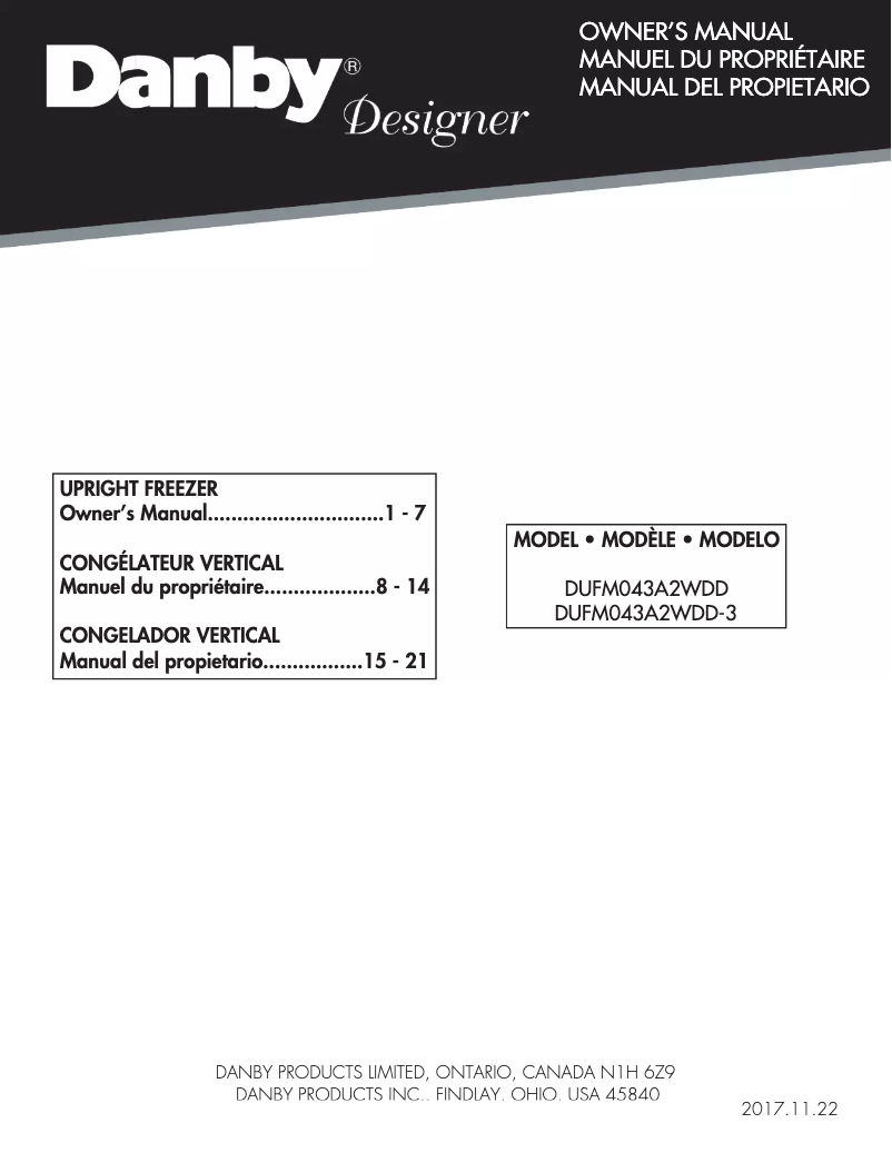 Page 1 de la notice Manuel utilisateur Danby Designer DUFM043A2WDD