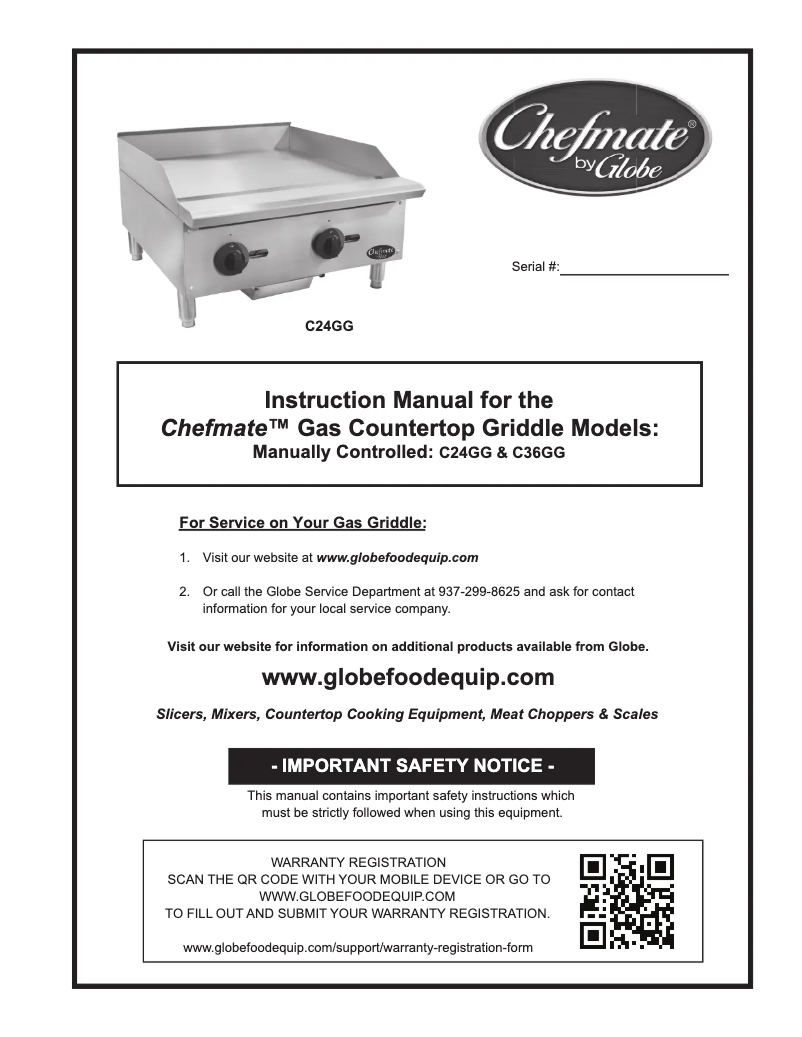 Page 1 de la notice Manuel utilisateur Globe C36GG