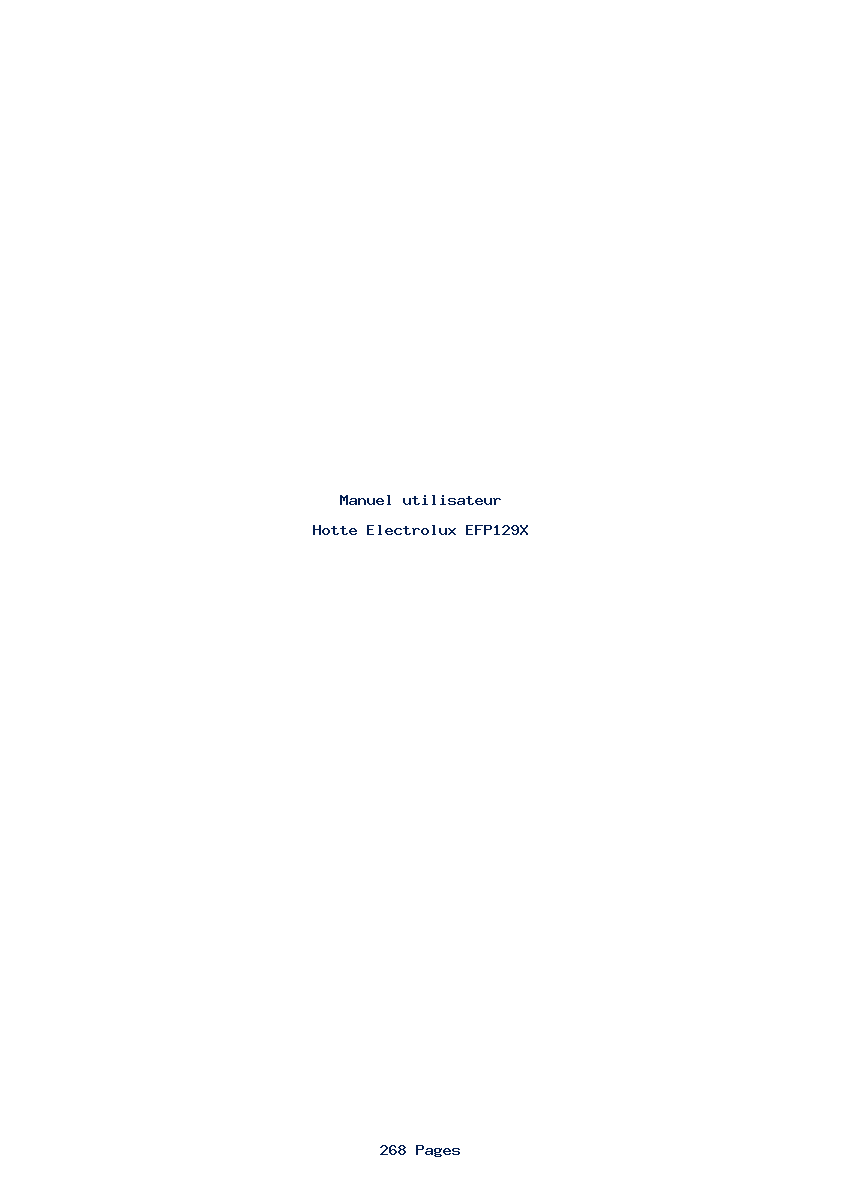 Page 1 de la notice Manuel utilisateur Electrolux EFP129X