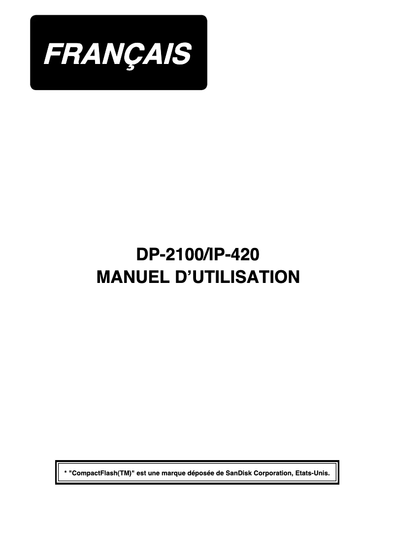 Image de la première page du manuel de l'appareil DP-2100