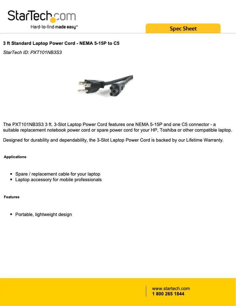 Page 1 de la notice Manuel utilisateur StarTech.com PXT101NB3S3