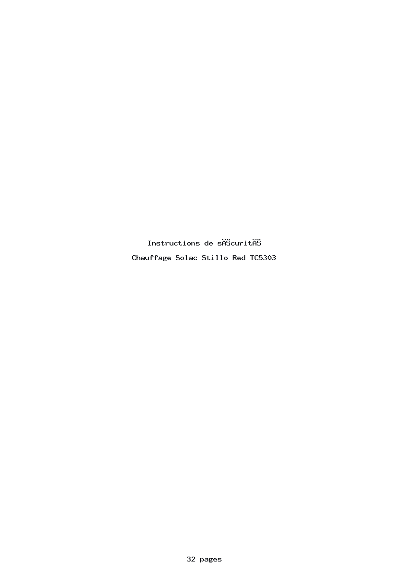Page 1 de la notice Instructions de sécurité Solac Stillo Red TC5303