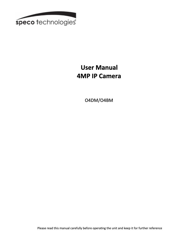 Page 1 de la notice Manuel utilisateur Speco Technologies O4DM