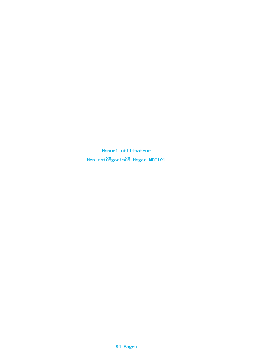 Page 1 de la notice Manuel utilisateur Hager WDI101