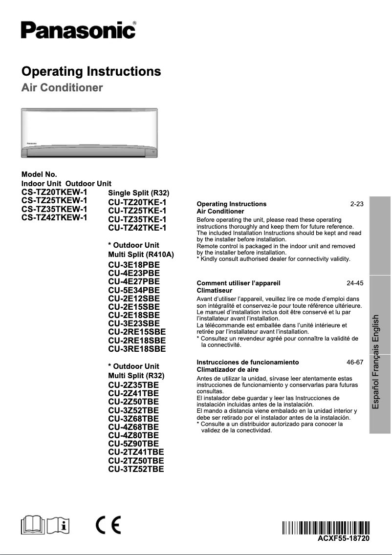 Página 1 del manual Manual de usuario Panasonic CU-2TZ50TBE