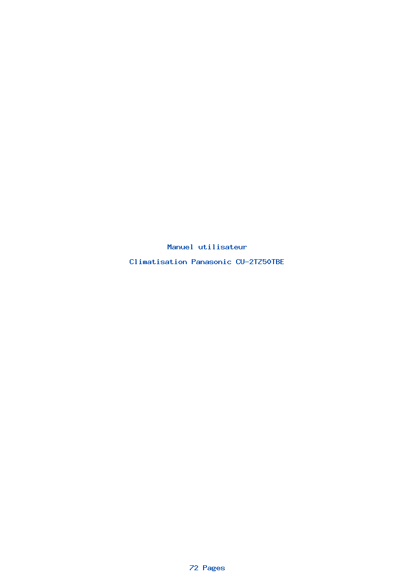 Page 1 de la notice Manuel utilisateur Panasonic CU-2TZ50TBE