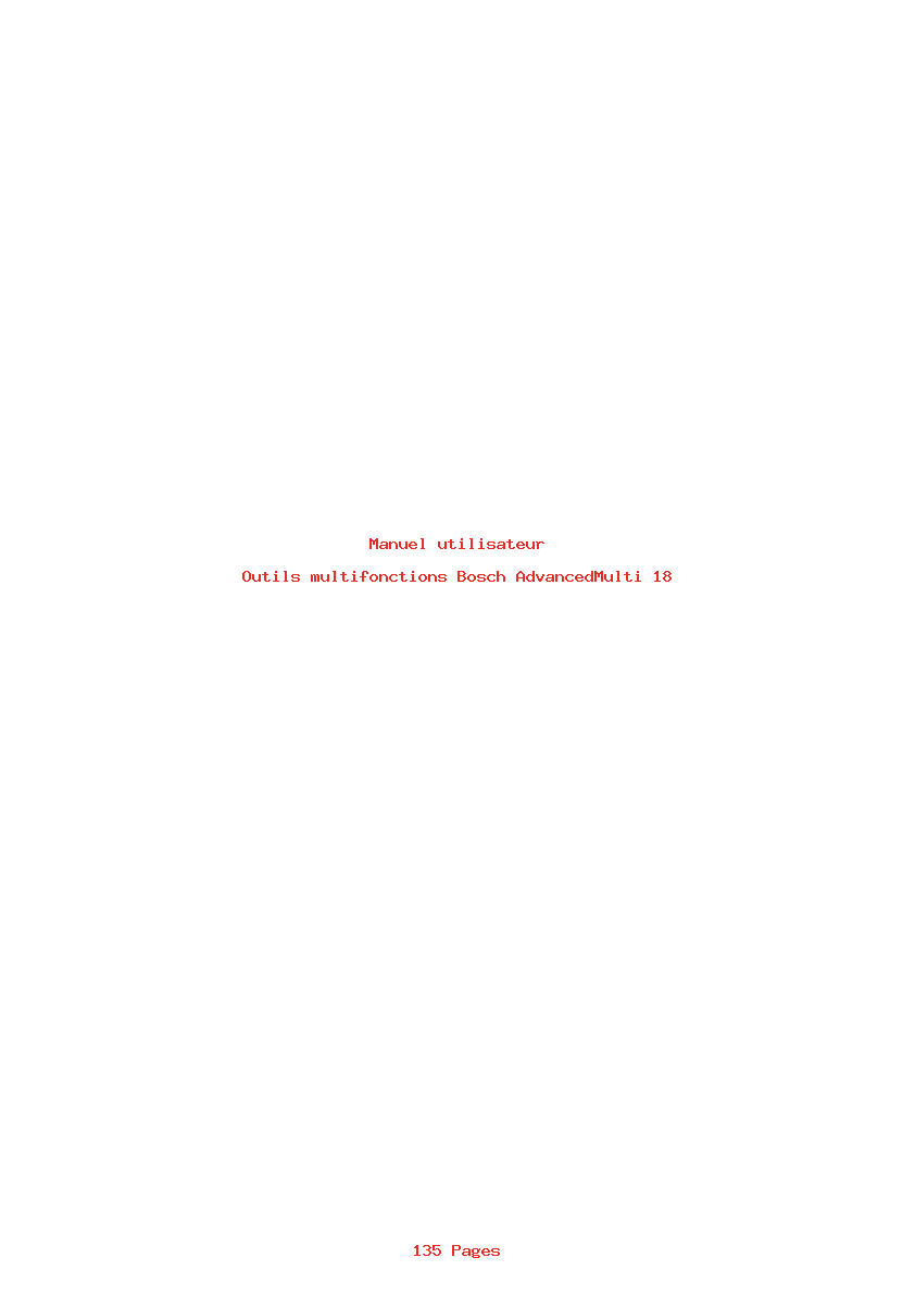 Page 1 de la notice Manuel utilisateur Bosch AdvancedMulti 18