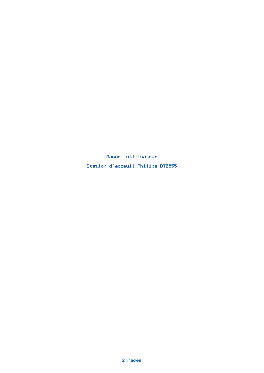 Page 1 de la notice Manuel utilisateur Philips DTB855
