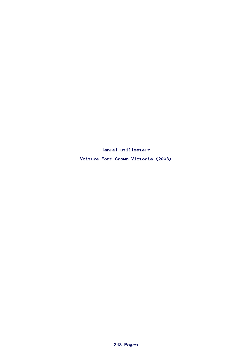 Page 1 de la notice Manuel utilisateur Ford Crown Victoria (2003)