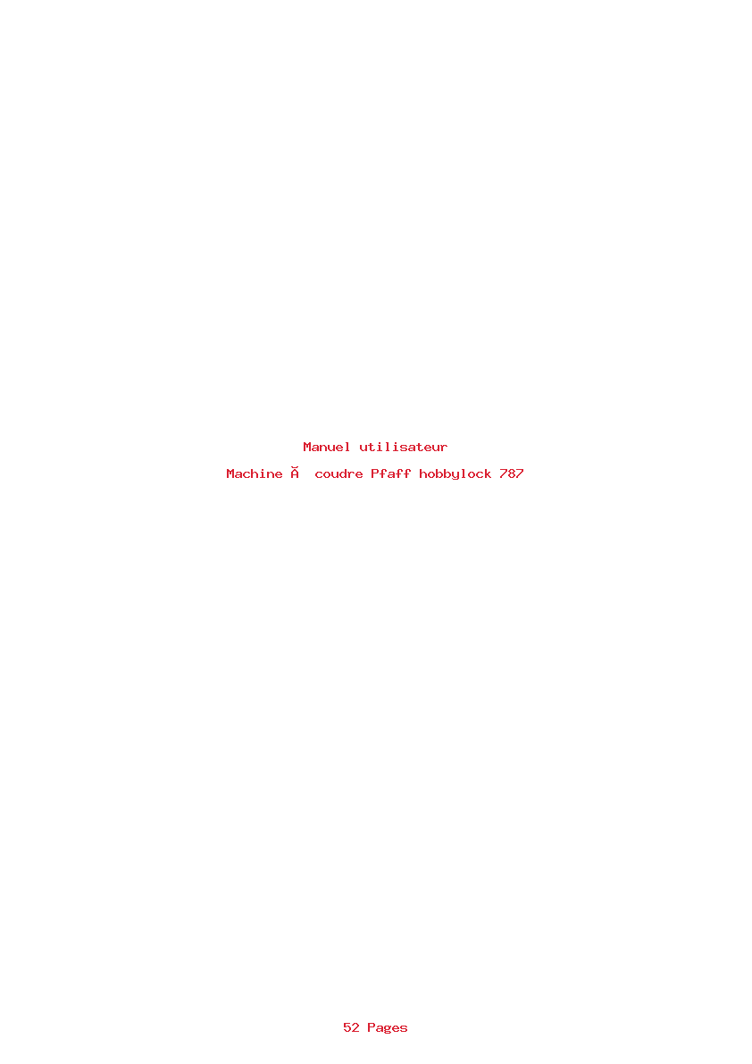 Page 1 de la notice Manuel utilisateur Pfaff hobbylock 787
