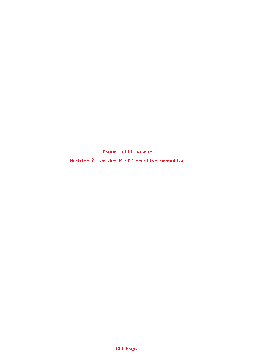 Page 1 de la notice Manuel utilisateur Pfaff creative sensation