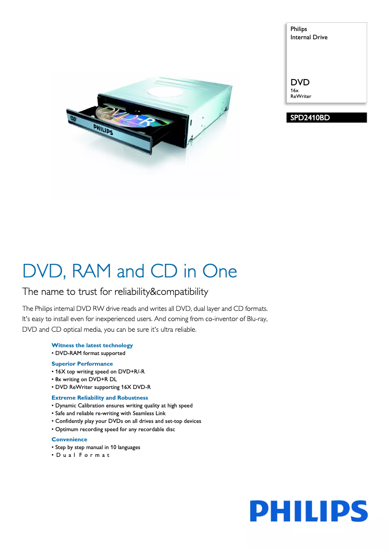 Page 1 of the manual Brochure Philips SPD2410BD