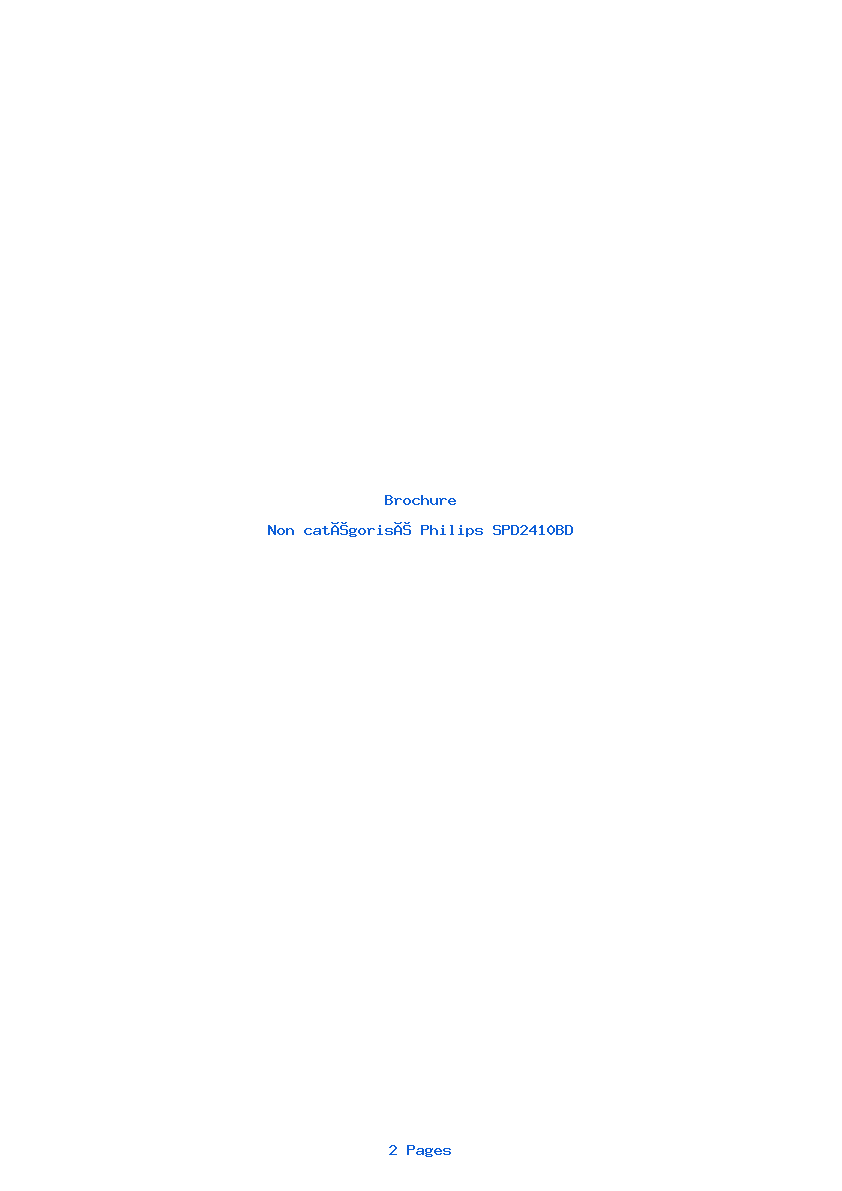 Page 1 de la notice Brochure Philips SPD2410BD